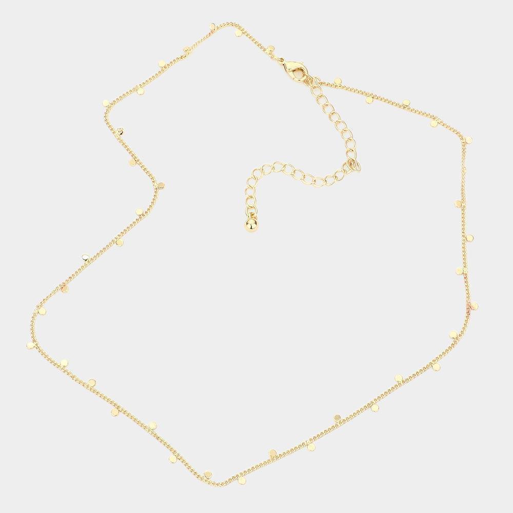 Gold Round Disc Embellished Metal Chain Necklace - Jewelry Store by Erik Rayo