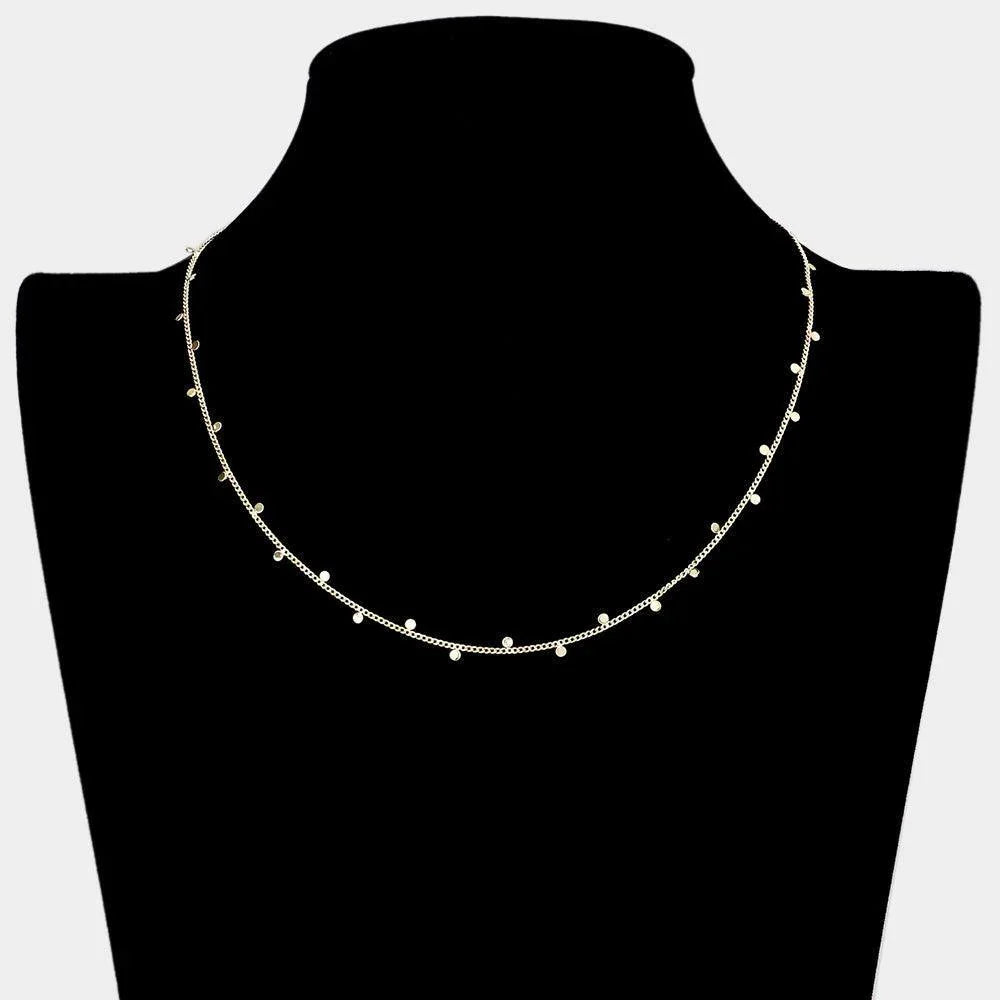 Gold Round Disc Embellished Metal Chain Necklace - Jewelry Store by Erik Rayo