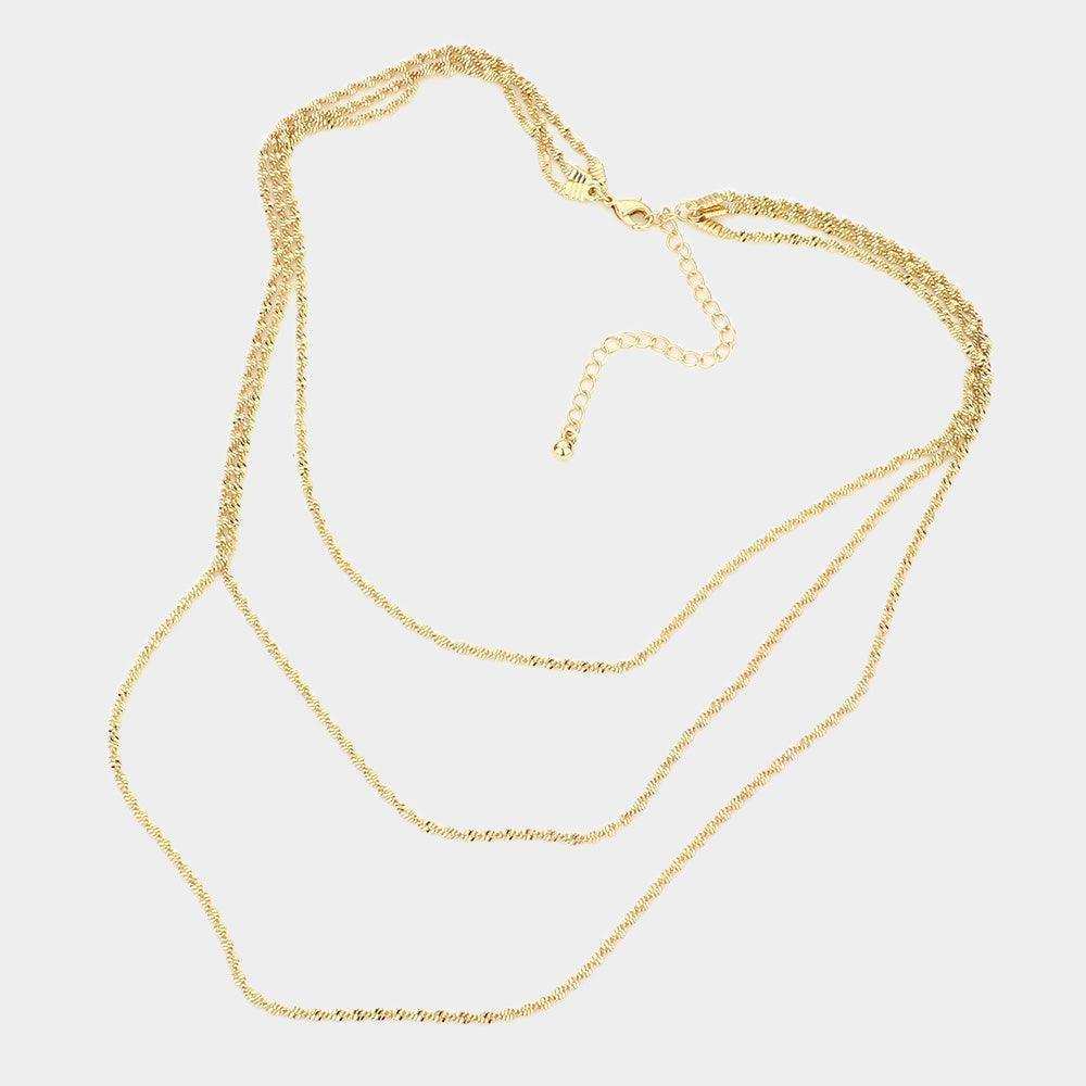 Gold Triple Layered Metal Necklace - Jewelry Store by Erik Rayo