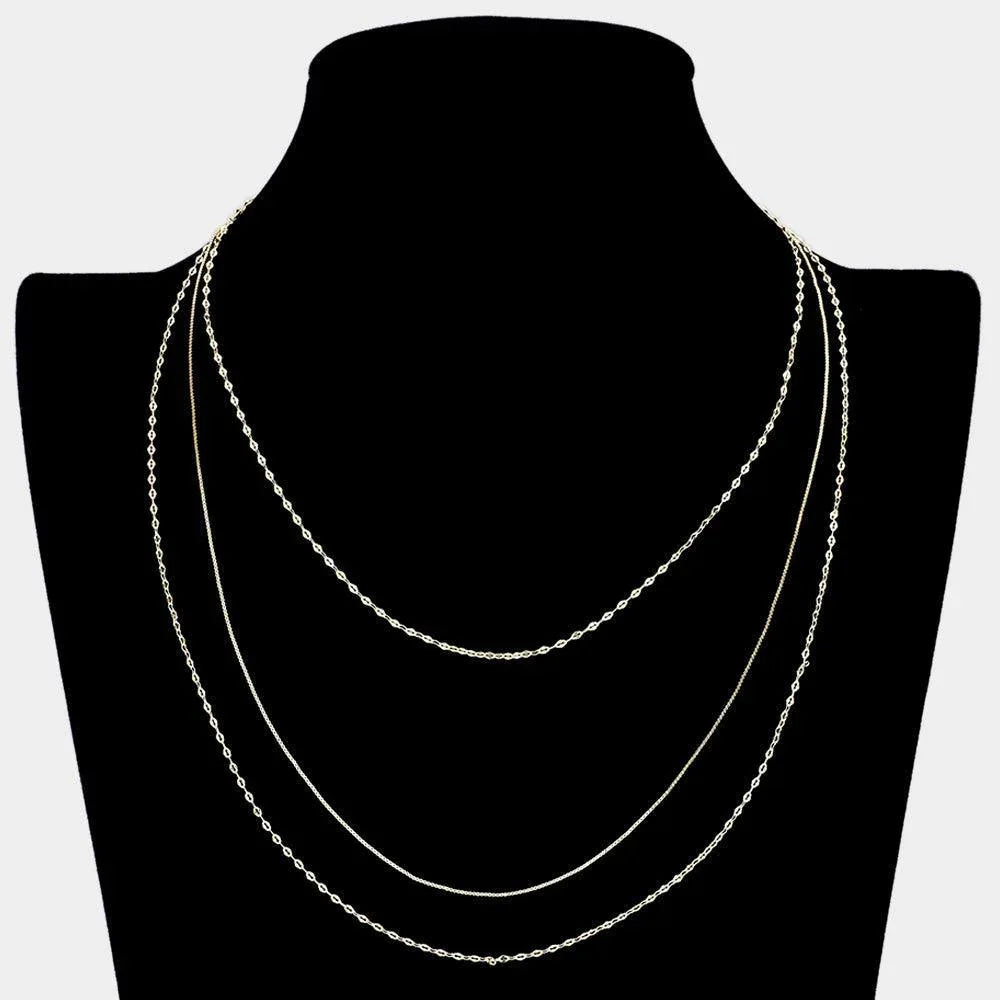 Gold Triple Layered Metal Necklace - Jewelry Store by Erik Rayo