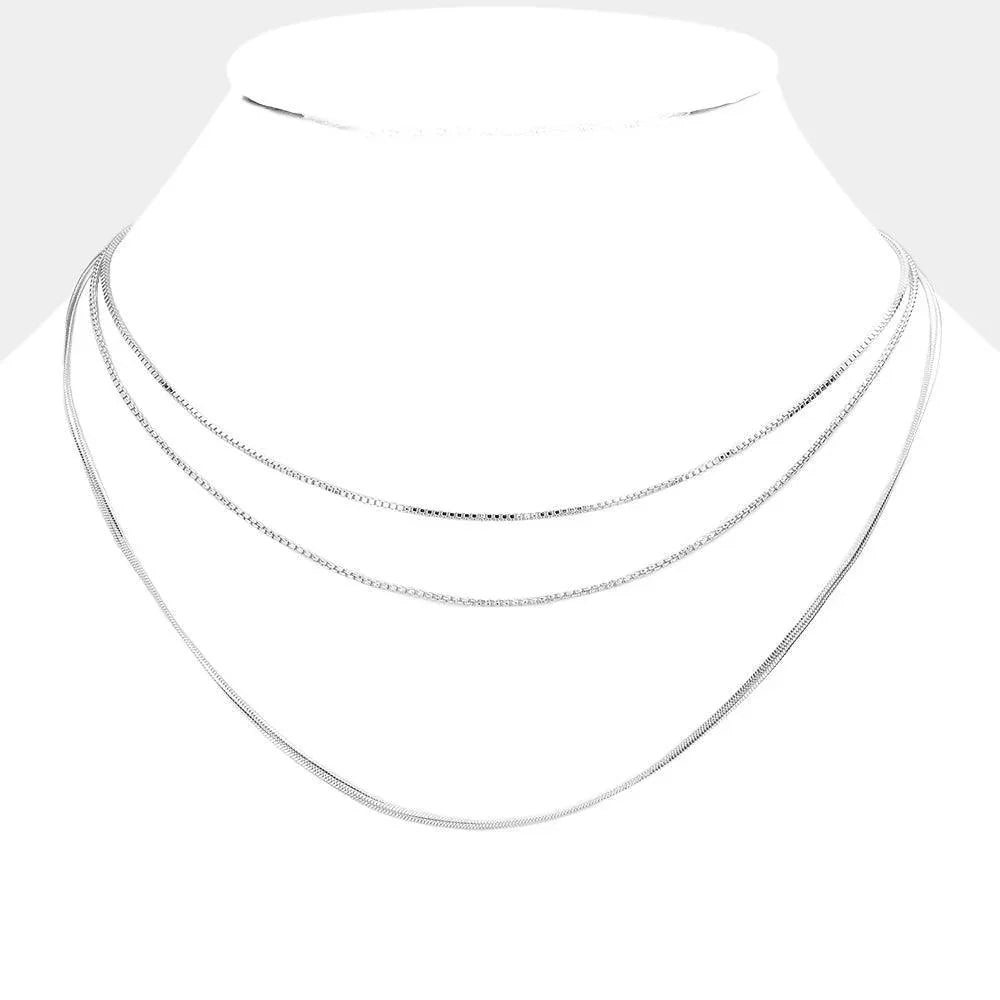Triple Layered Metal Chain Bib Necklace - Jewelry Store by Erik Rayo