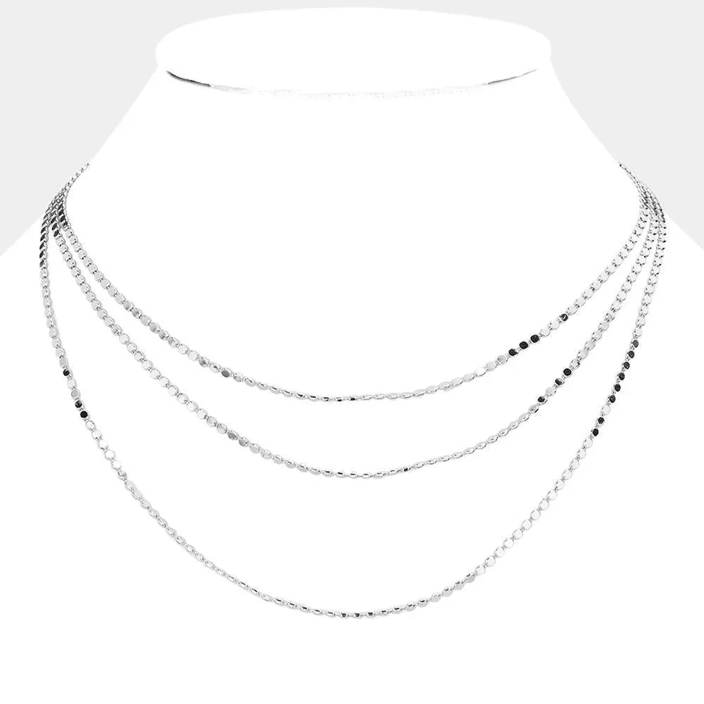 Triple Layered Metal Chain Bib Necklace - Jewelry Store by Erik Rayo