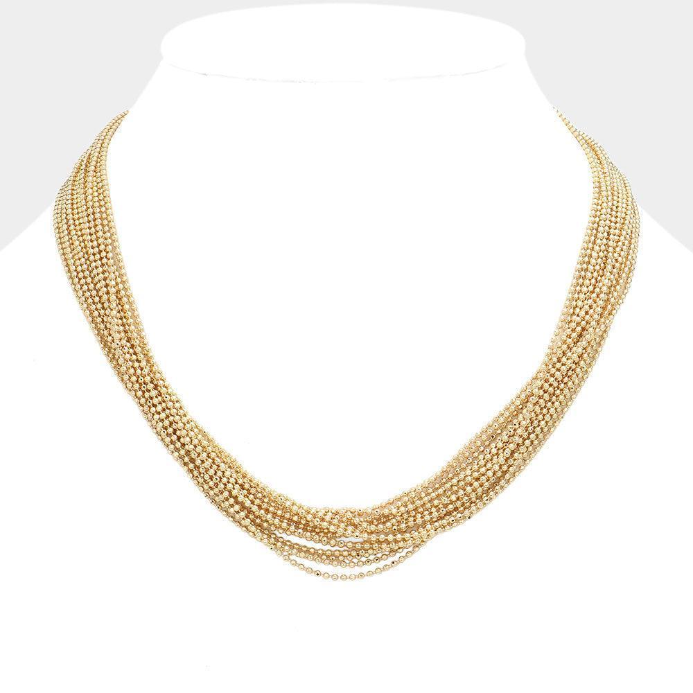 Gold Metal Ball Chain Multi Layered Necklace - Jewelry Store by Erik Rayo