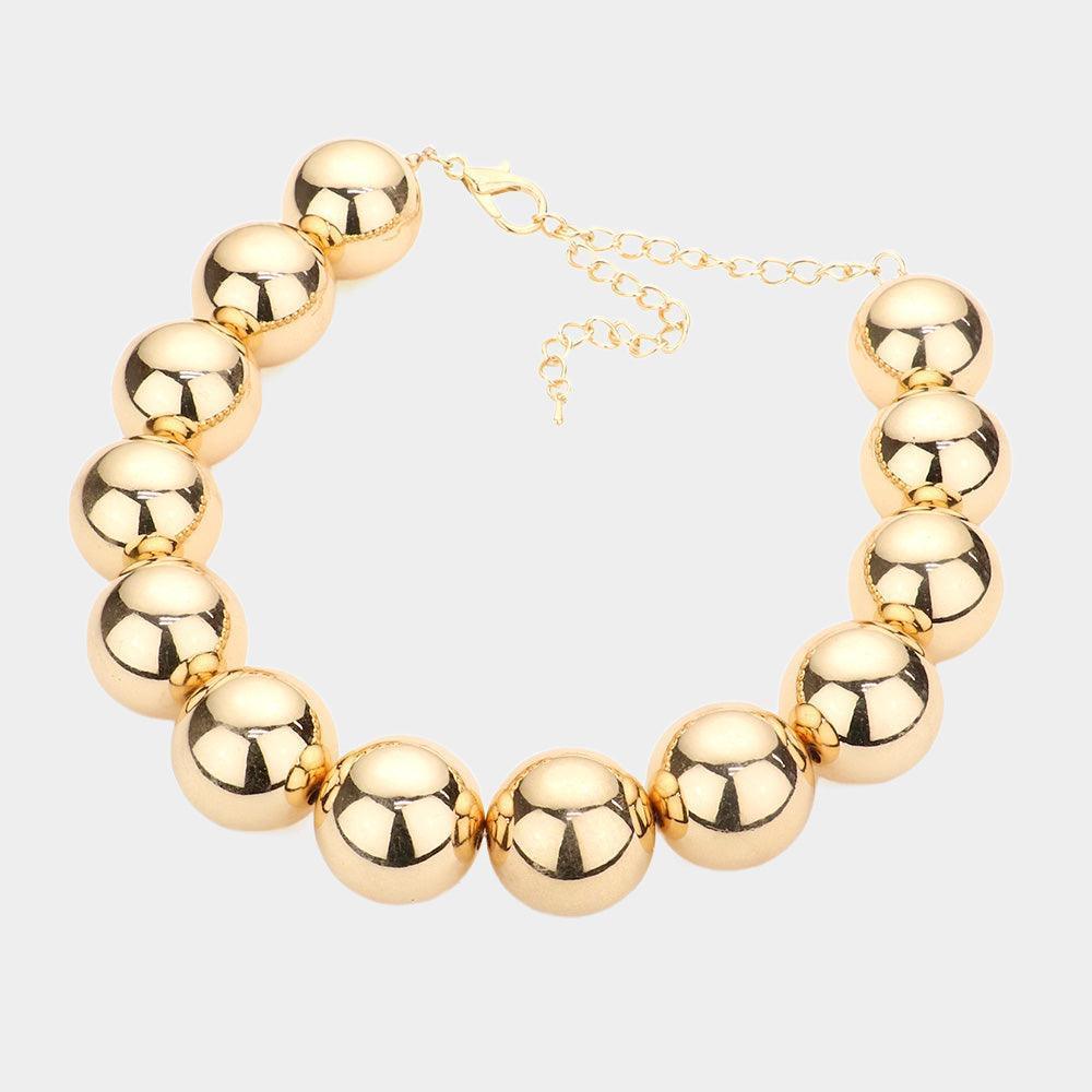 Gold Chunky Metal Ball Necklace - Jewelry Store by Erik Rayo