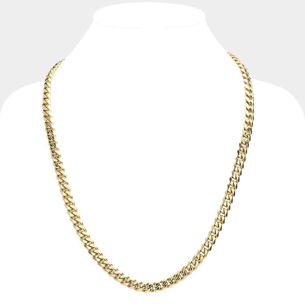 Gold 6 Diamond Cut Stainless Steel 24 Inch 8mm Cuban Metal Chain Necklace - Jewelry Store by Erik Rayo
