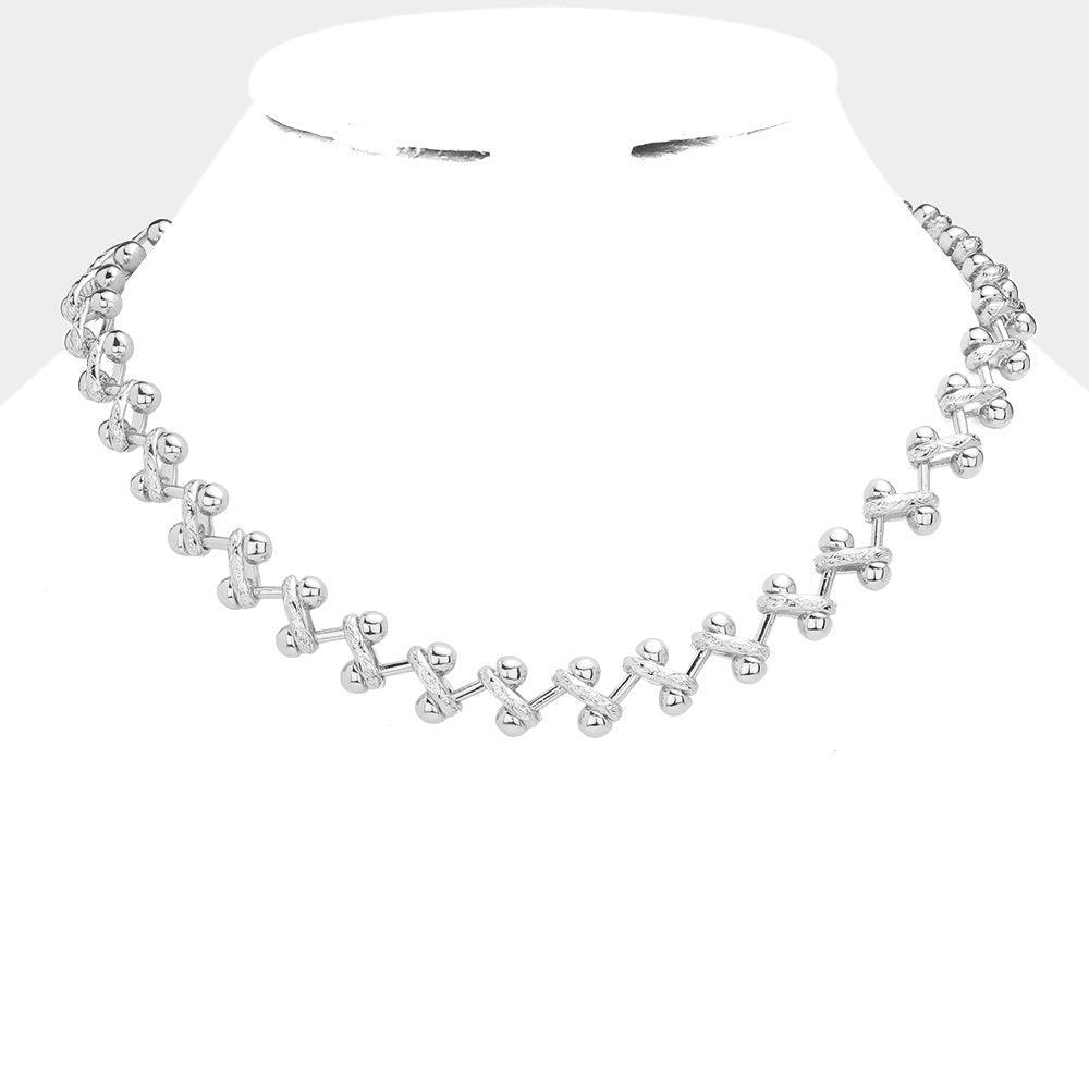 Zigzag Chevron Metal Collar Necklace