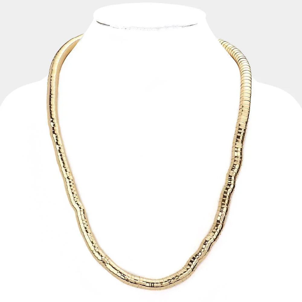 Gold Gooseneck Metal Necklace - Jewelry Store by Erik Rayo