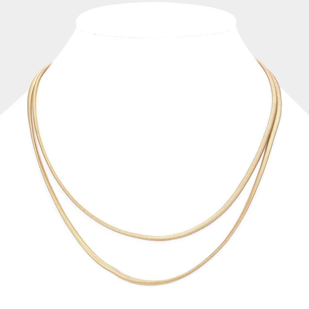 Gold Double Layered Metal Necklace - Jewelry Store by Erik Rayo