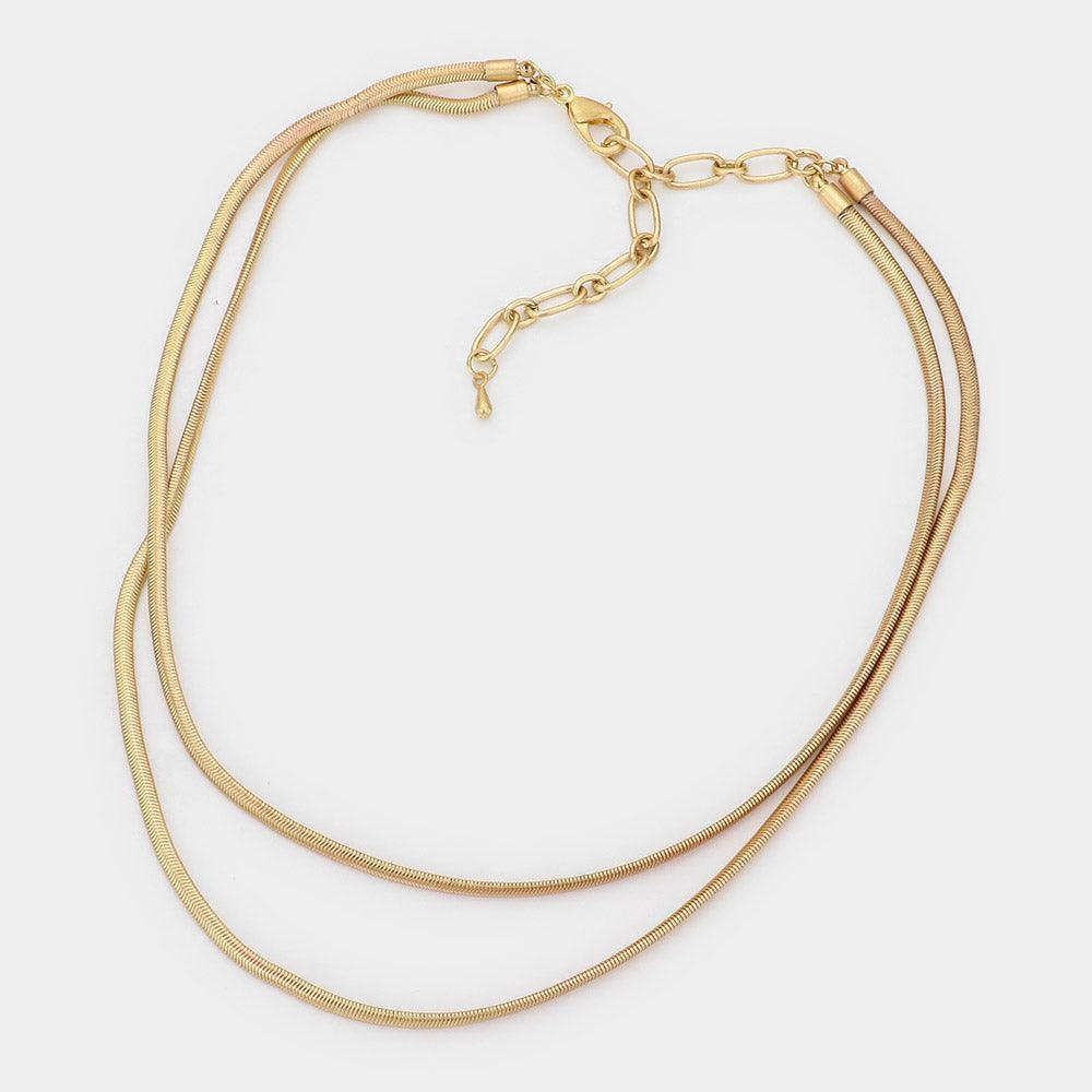 Gold Double Layered Metal Necklace - Jewelry Store by Erik Rayo