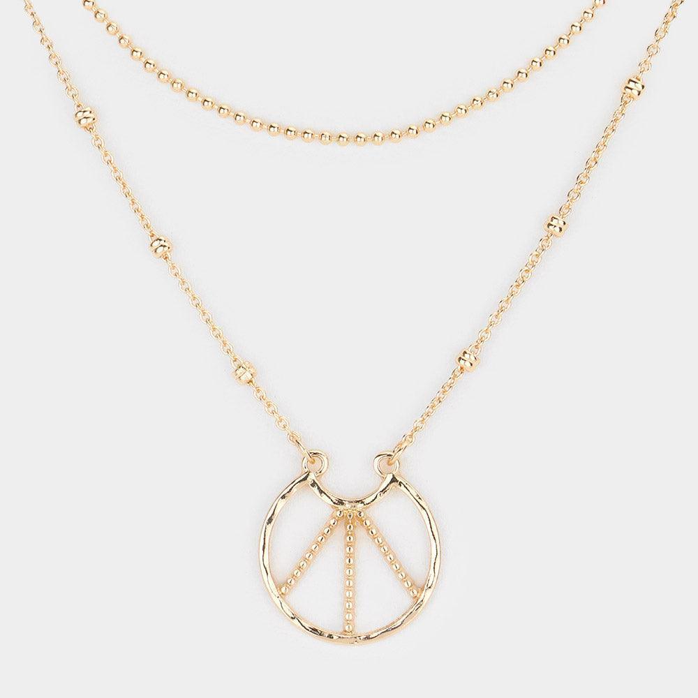 Gold Peace Pendant Double Layered Necklace - Jewelry Store by Erik Rayo