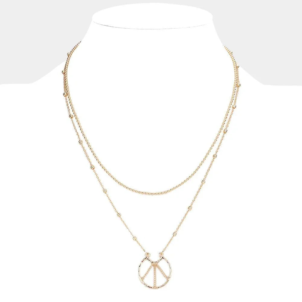 Gold Peace Pendant Double Layered Necklace - Jewelry Store by Erik Rayo