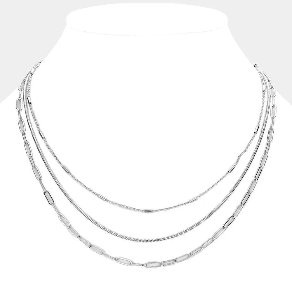 Triple Layered Metal Necklace - Jewelry Store by Erik Rayo