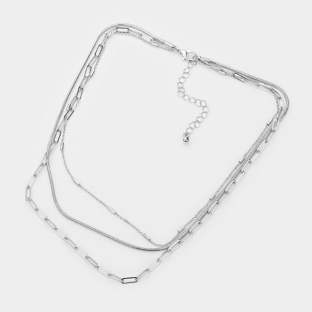 Triple Layered Metal Necklace - Jewelry Store by Erik Rayo
