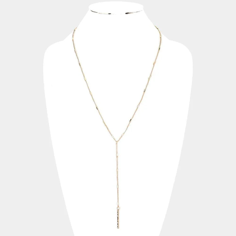 Gold Metal Bar Drop Down Metal Necklace - Jewelry Store by Erik Rayo