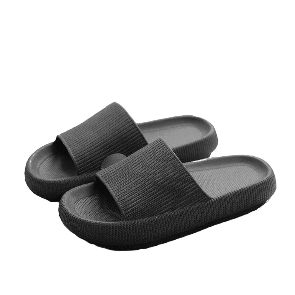 Black Solid Soft Sole Slippers - Jewelry Store by Erik Rayo
