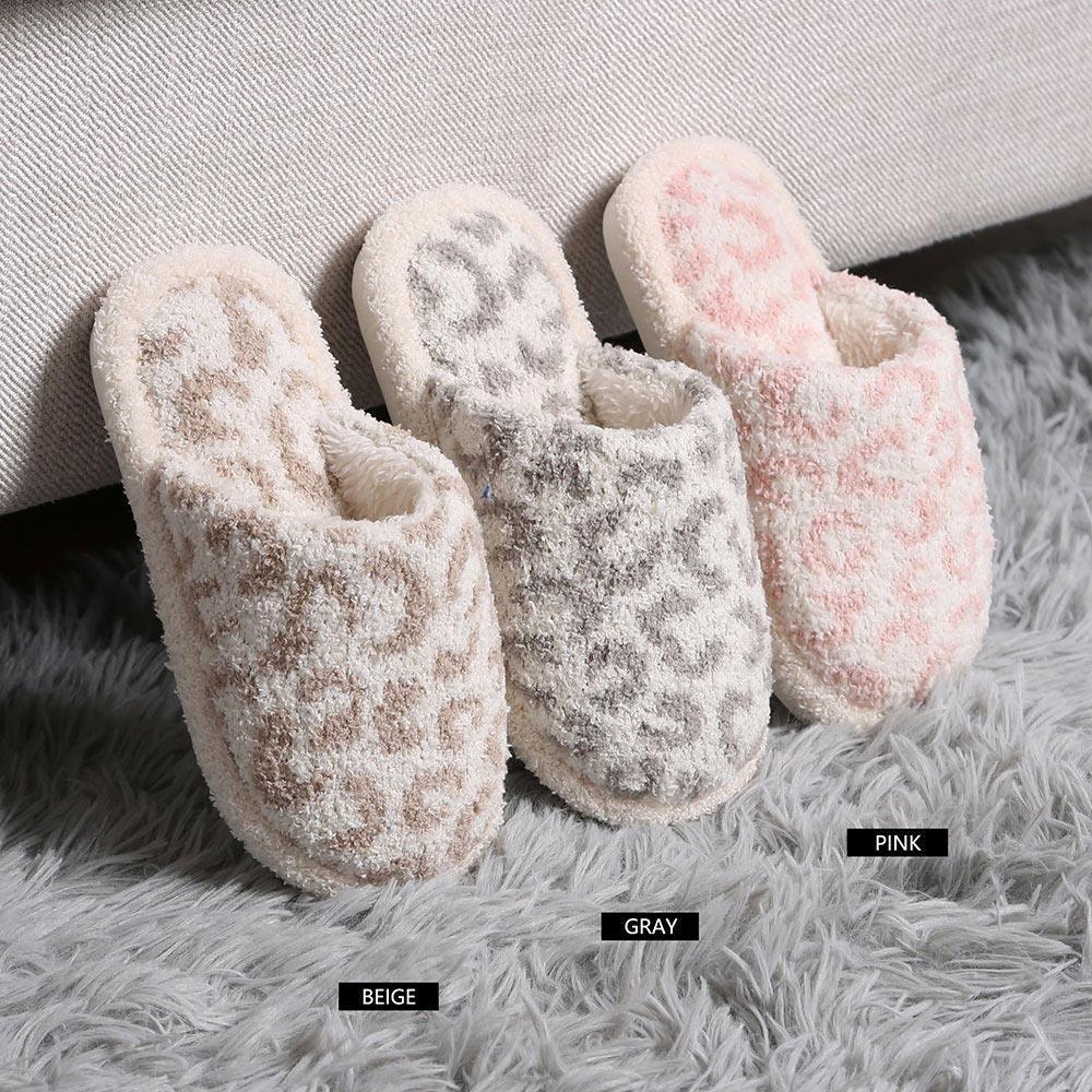 Beige Leopard Patterned Soft Home Indoor Floor Kids Slippers - Jewelry Store by Erik Rayo