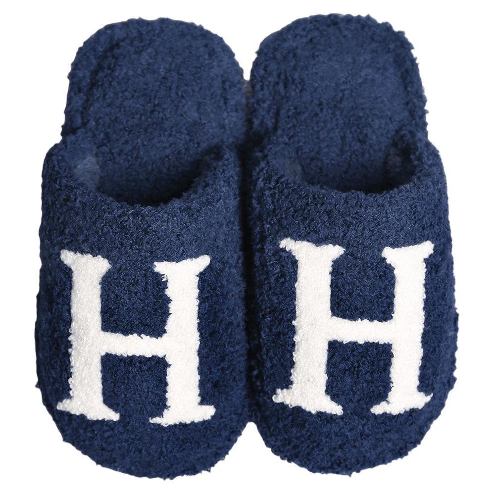 Navy Blue H Print Soft Home Indoor Floor Kids Slippers - Jewelry Store by Erik Rayo