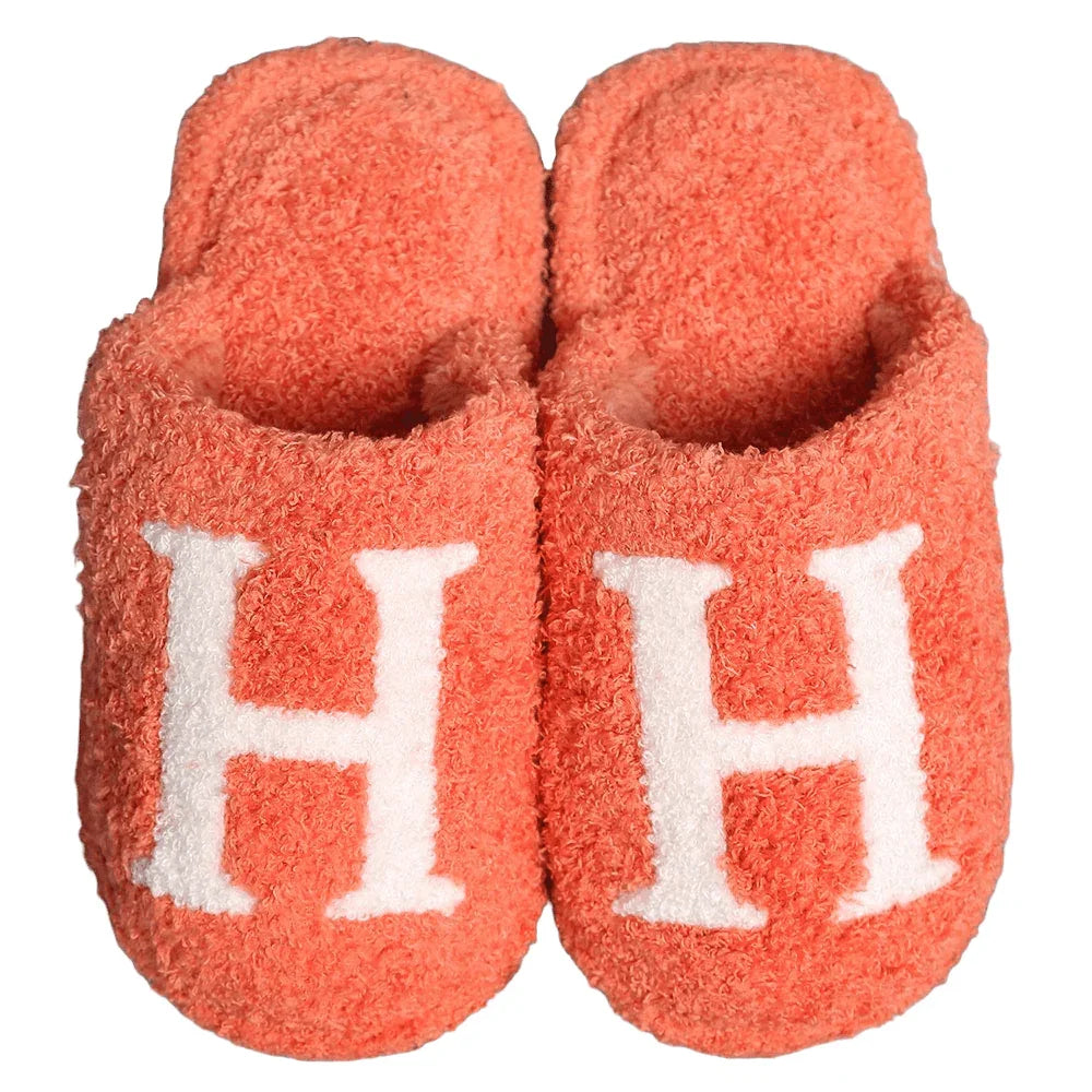 Orange H Print Soft Home Indoor Floor Kids Slippers - Jewelry Store by Erik Rayo