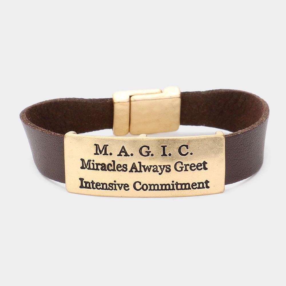 Gold M.A.G.I.C faux leather magnetic bracelet - Jewelry Store by Erik Rayo