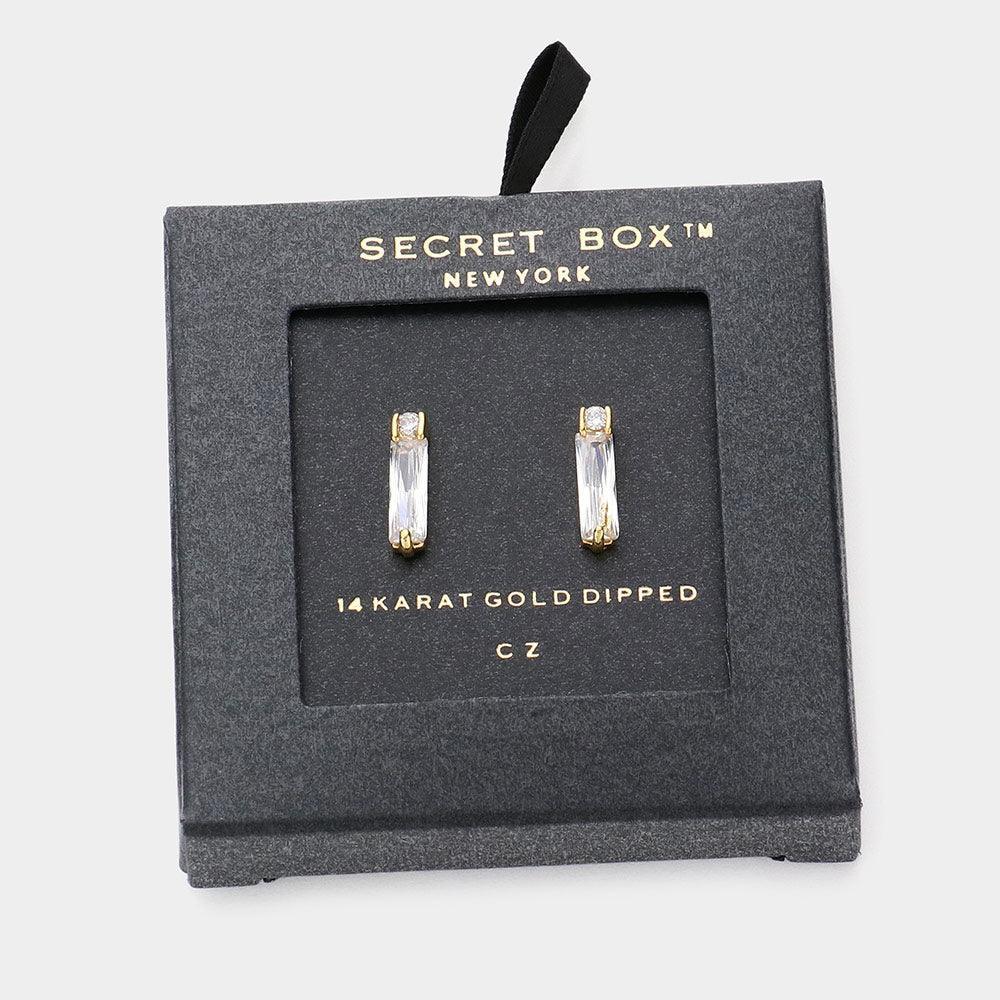 14K Gold Dipped Baguette CZ Stone Cluster Stud Earrings - Jewelry Store by Erik Rayo