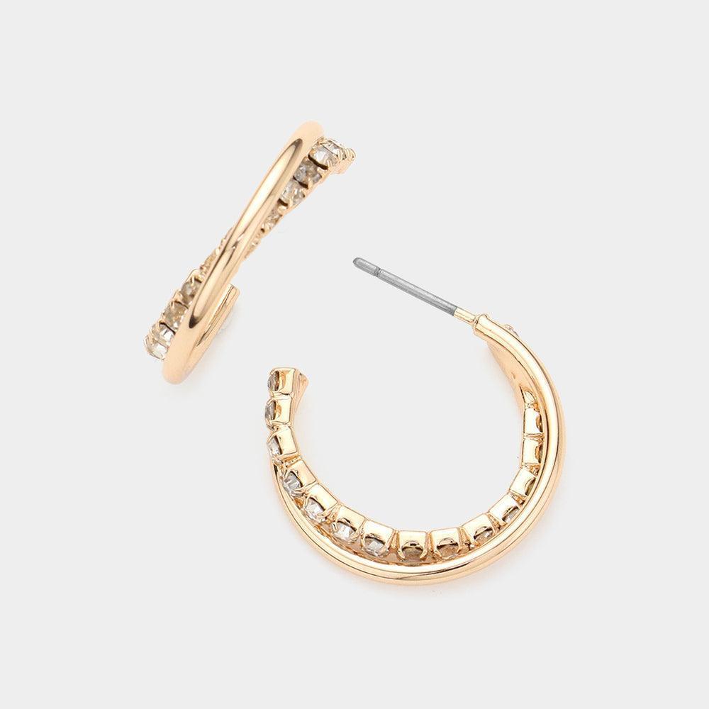 Gold Stone Paved Metal Twisted Hoop Earrings - Jewelry Store by Erik Rayo