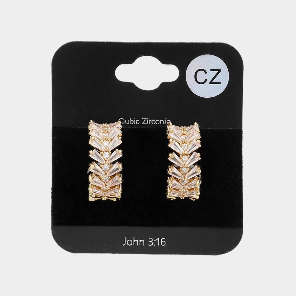 Gold CZ Stone Cluster Embellished Evening Hoop Earrings - Jewelry Store by Erik Rayo