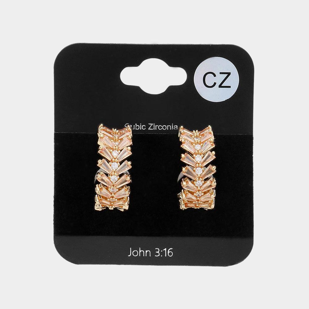 Gold CZ Stone Cluster Embellished Evening Hoop Earrings - Jewelry Store by Erik Rayo