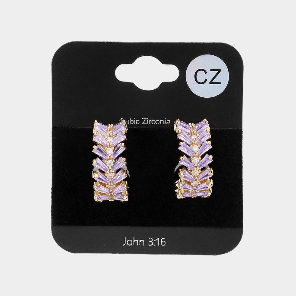 Gold CZ Stone Cluster Embellished Evening Hoop Earrings - Jewelry Store by Erik Rayo