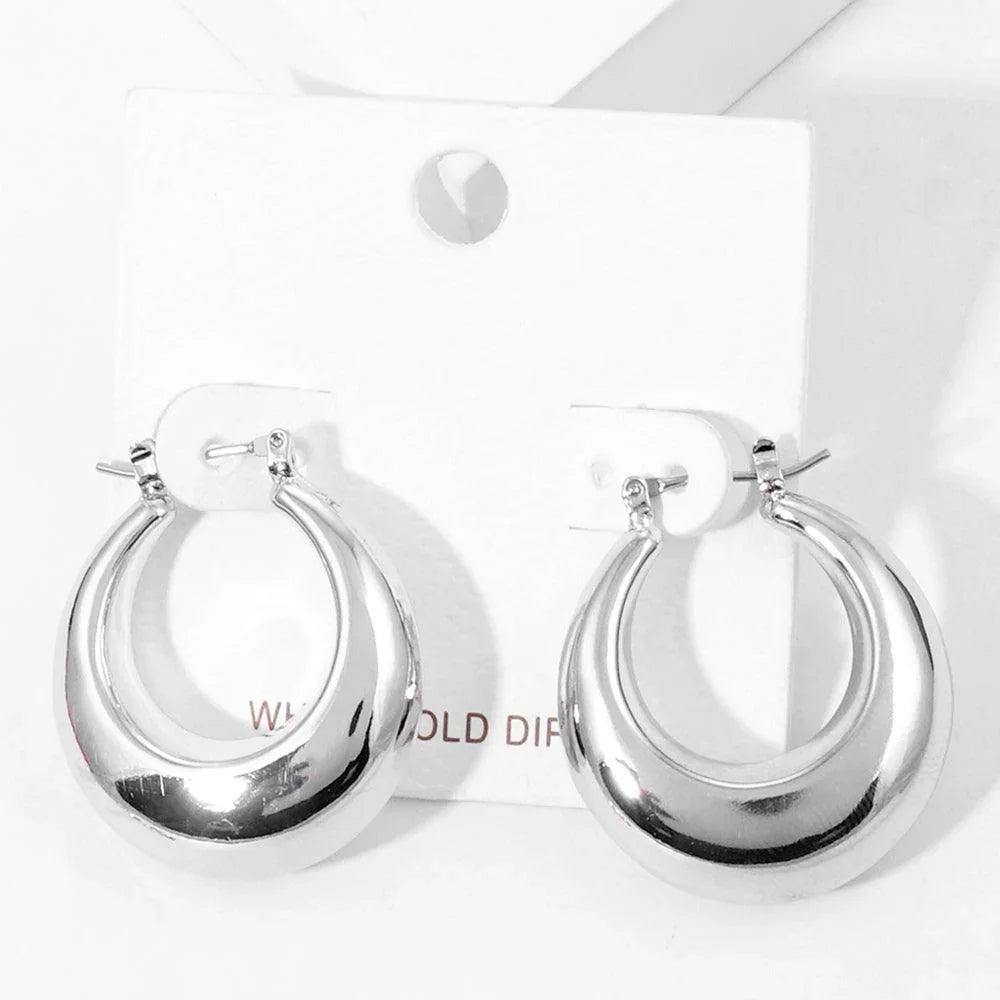 Gold White Gold Dipped 1.25 Inch Metal Hoop Pin Catch Earrings - Jewelry Store by Erik Rayo