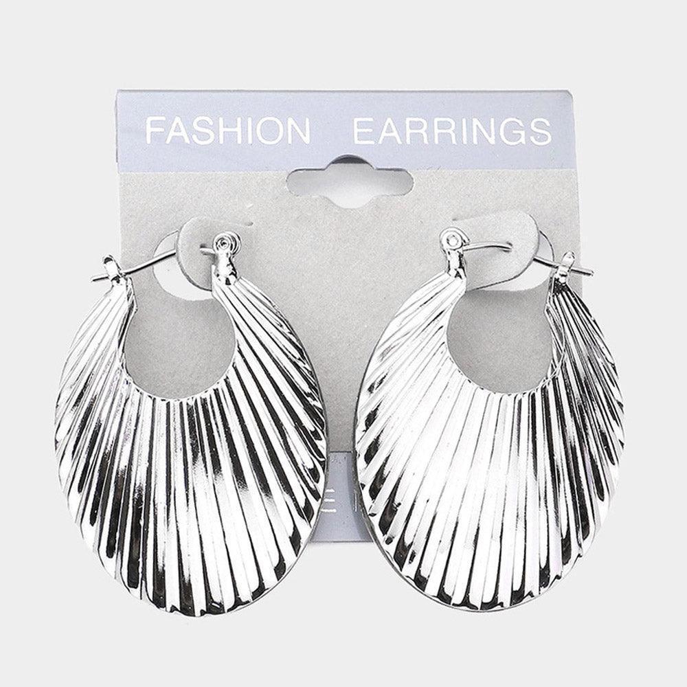 Metal Shell Hoop Pin Catch Earrings - Jewelry Store by Erik Rayo
