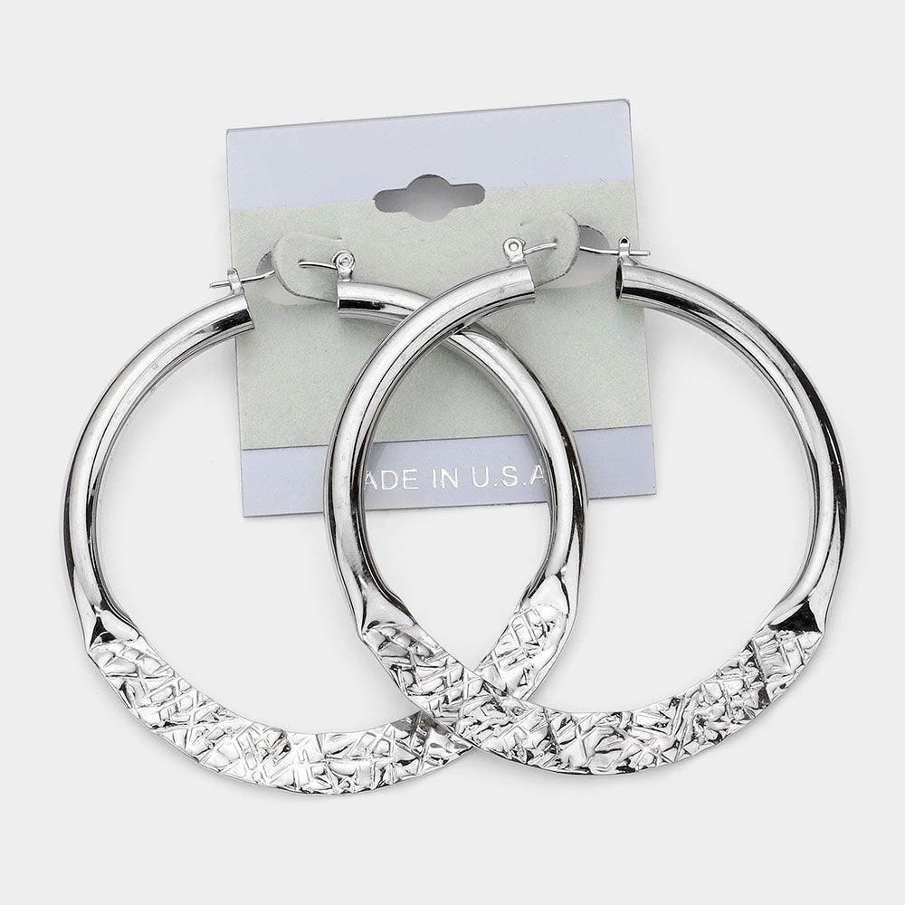 Textured Hoop Pin Catch Earrings - Jewelry Store by Erik Rayo