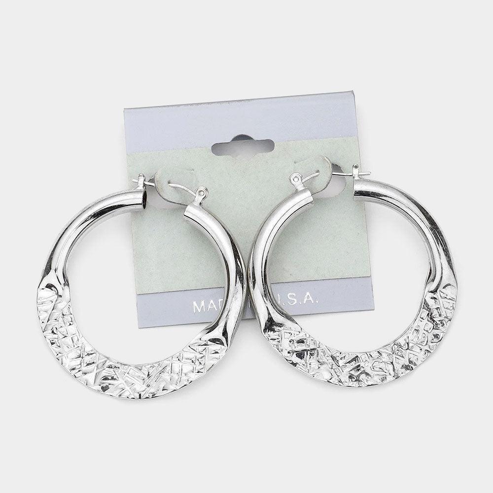 Textured Hoop Pin Catch Earrings - Jewelry Store by Erik Rayo