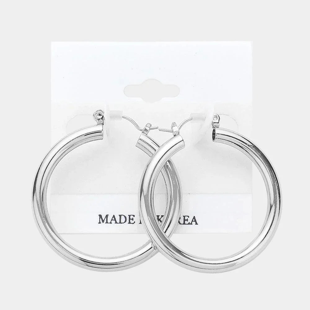 Metal Pin Catch Hoop Earrings - Jewelry Store by Erik Rayo