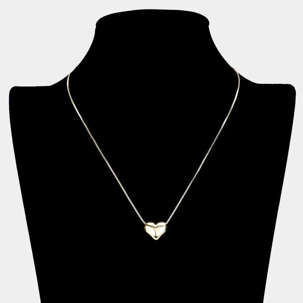 Gold Metal Heart Bean Pendant Necklace - Jewelry Store by Erik Rayo