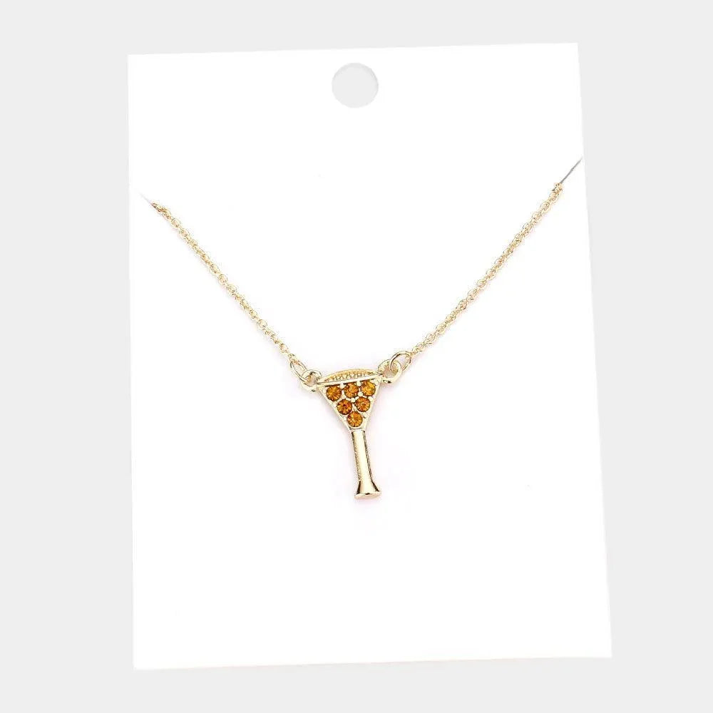 Yellow Rhinestone Embellished Cocktail Pendant Necklace - Jewelry Store by Erik Rayo