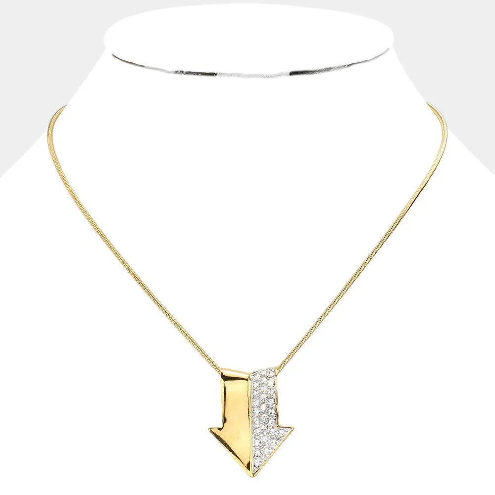 Gold Half pave arrow pendant necklace - Jewelry Store by Erik Rayo