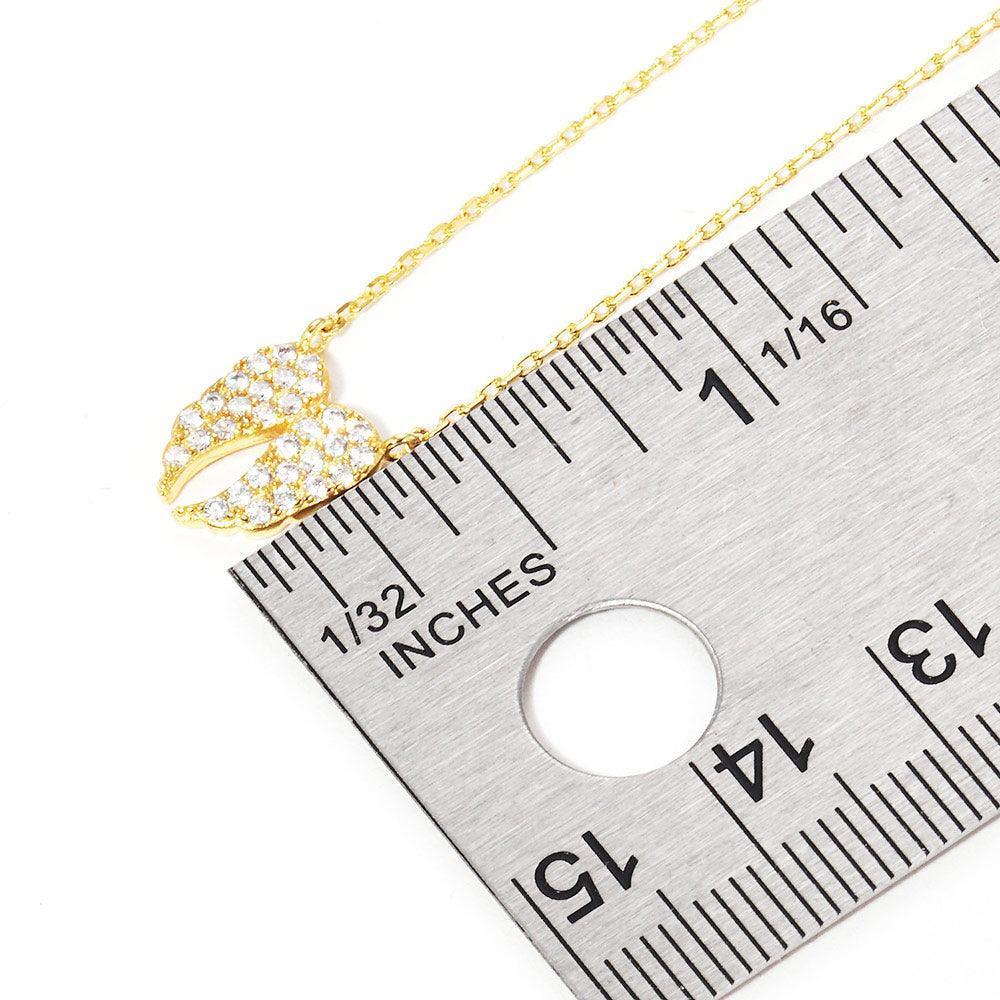 Gold Gold Dipped Rhinestone Embellished Wings Pendant Necklace - Jewelry Store by Erik Rayo