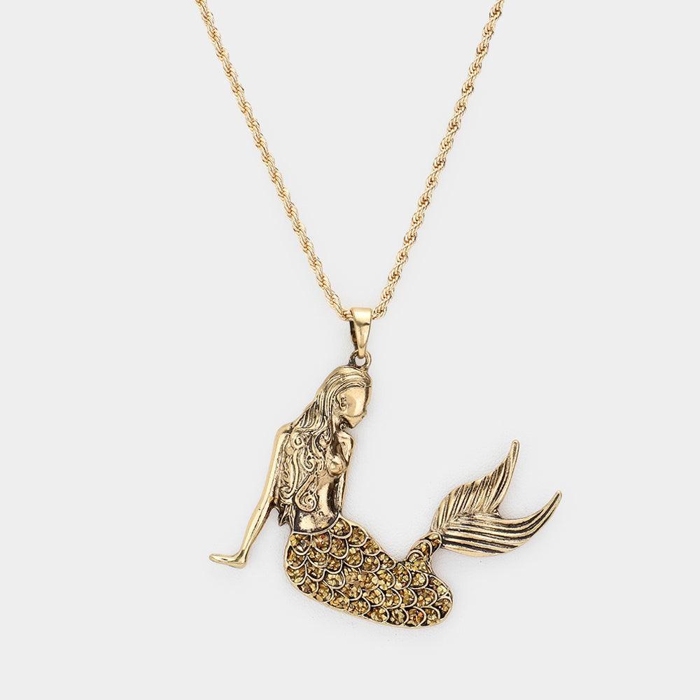 Gold Metal Mermaid Pendant Necklace - Jewelry Store by Erik Rayo