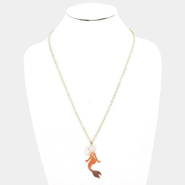 Gold Mermaid Colored Metal Pendant Necklace - Jewelry Store by Erik Rayo