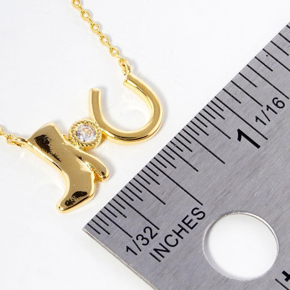 Gold Gold Dipped Western Boot Round Stone Horseshoe Pendant Necklace - Jewelry Store by Erik Rayo