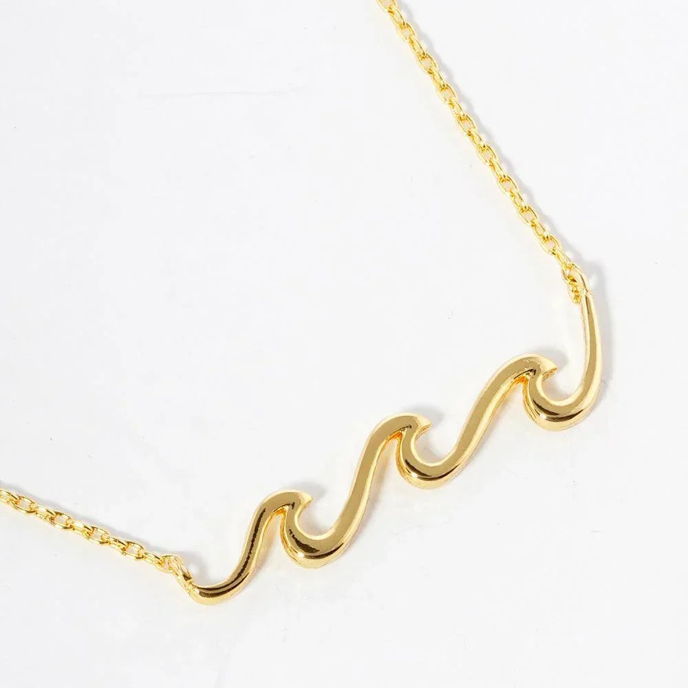 Gold Gold Dipped Metal Wave Pendant Necklace - Jewelry Store by Erik Rayo