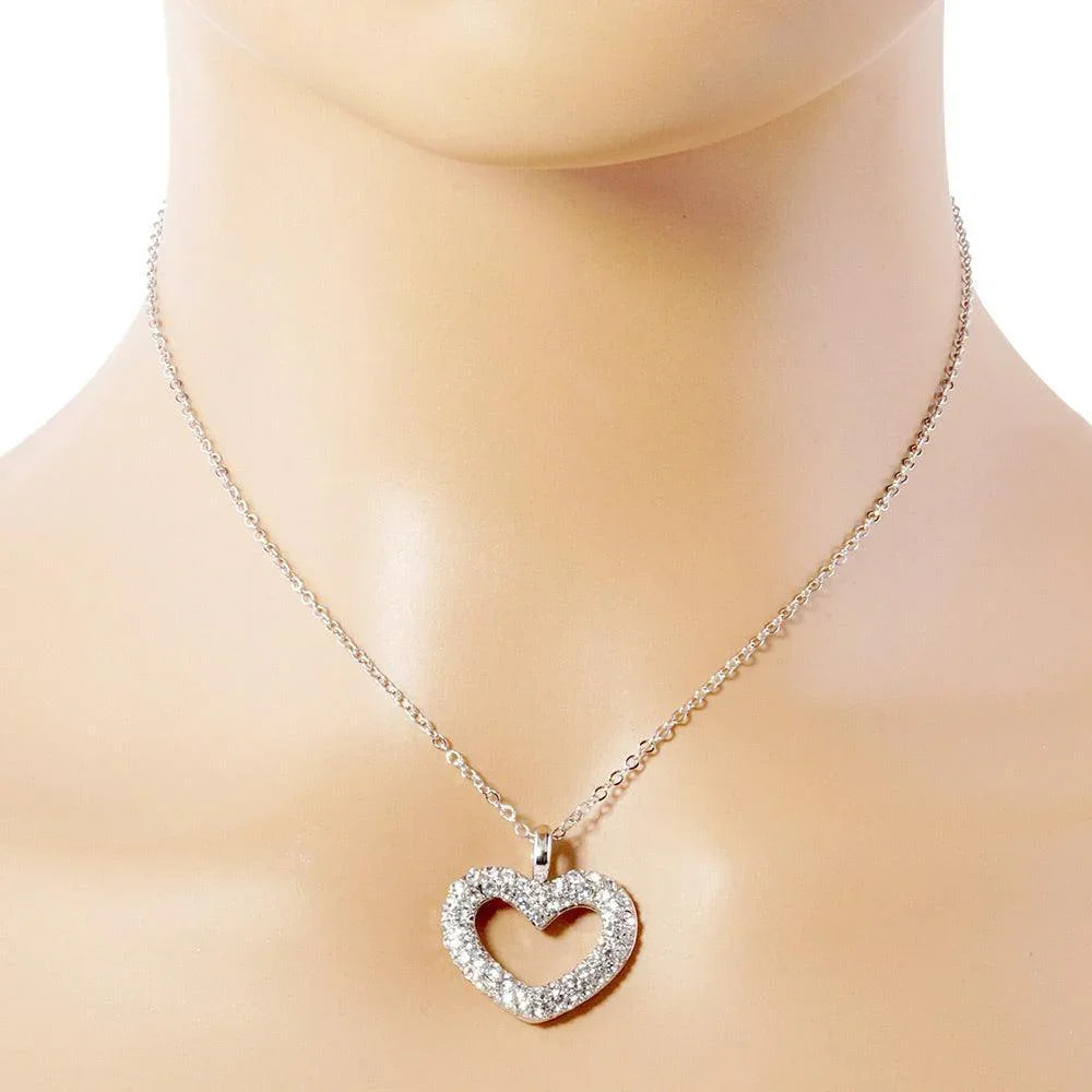 Stone Paved Open Heart Pendant Necklace - Jewelry Store by Erik Rayo