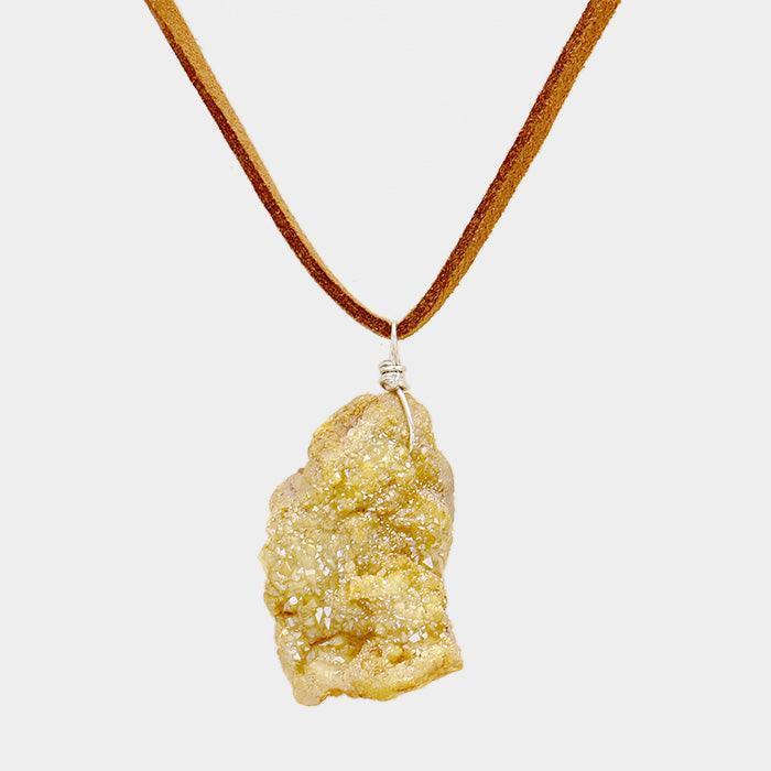 Yellow Suede Druzy Pendant Necklace - Jewelry Store by Erik Rayo