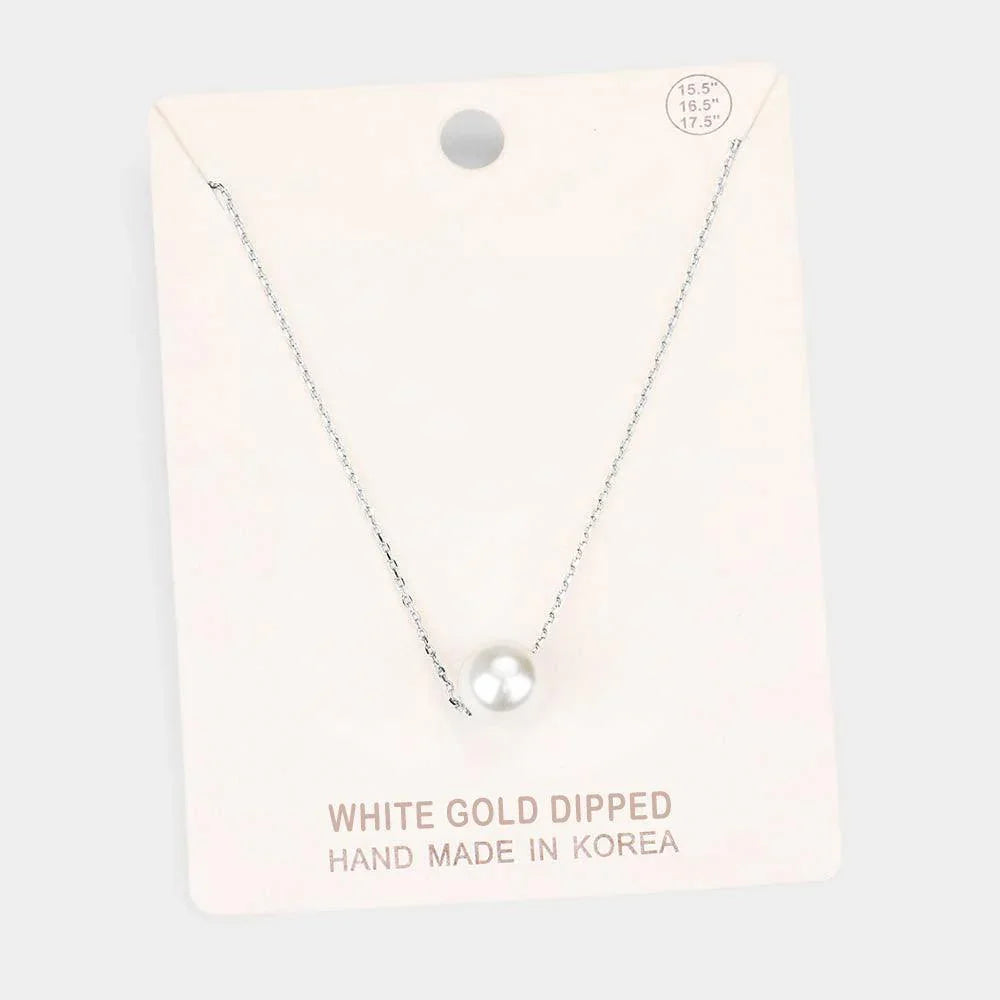 White White Gold Dipped 10 mm Pearl Pendant Necklace - Jewelry Store by Erik Rayo