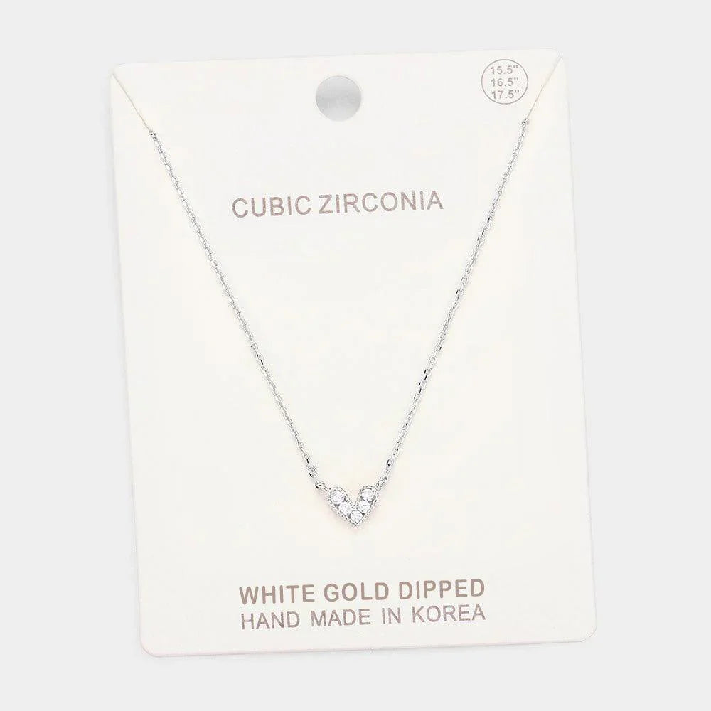 Gold White Gold Dipped Cubic Zirconia Heart Pendant Necklace - Jewelry Store by Erik Rayo