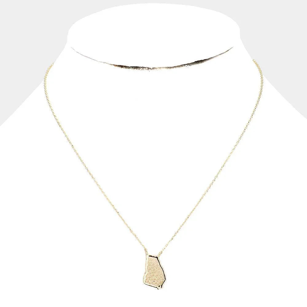 Gold Gold Dipped Georgia State Pendant Necklace - Jewelry Store by Erik Rayo