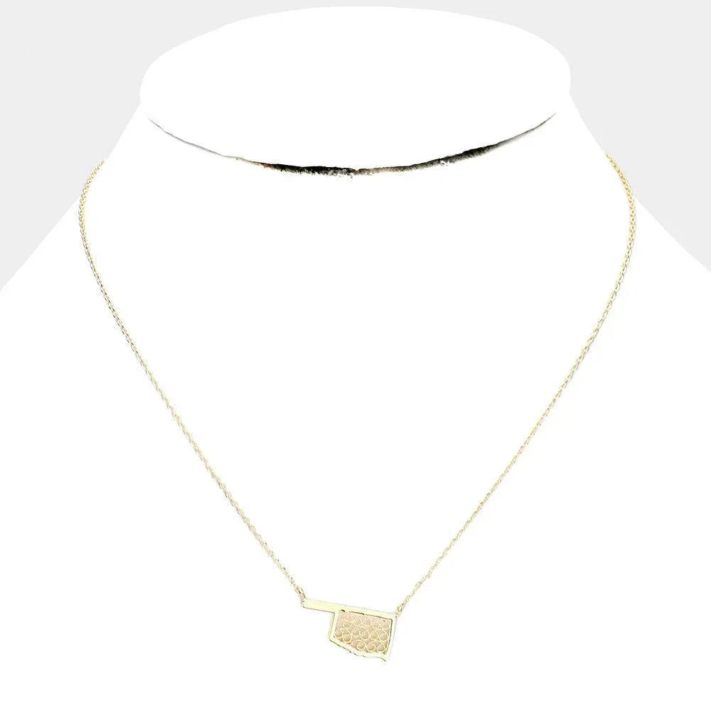 Gold Gold Dipped Oklahoma State Pendant Necklace - Jewelry Store by Erik Rayo