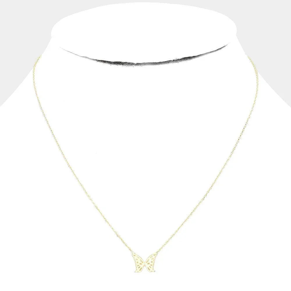 Gold Gold Dipped Metal Butterfly Pendant Necklace - Jewelry Store by Erik Rayo