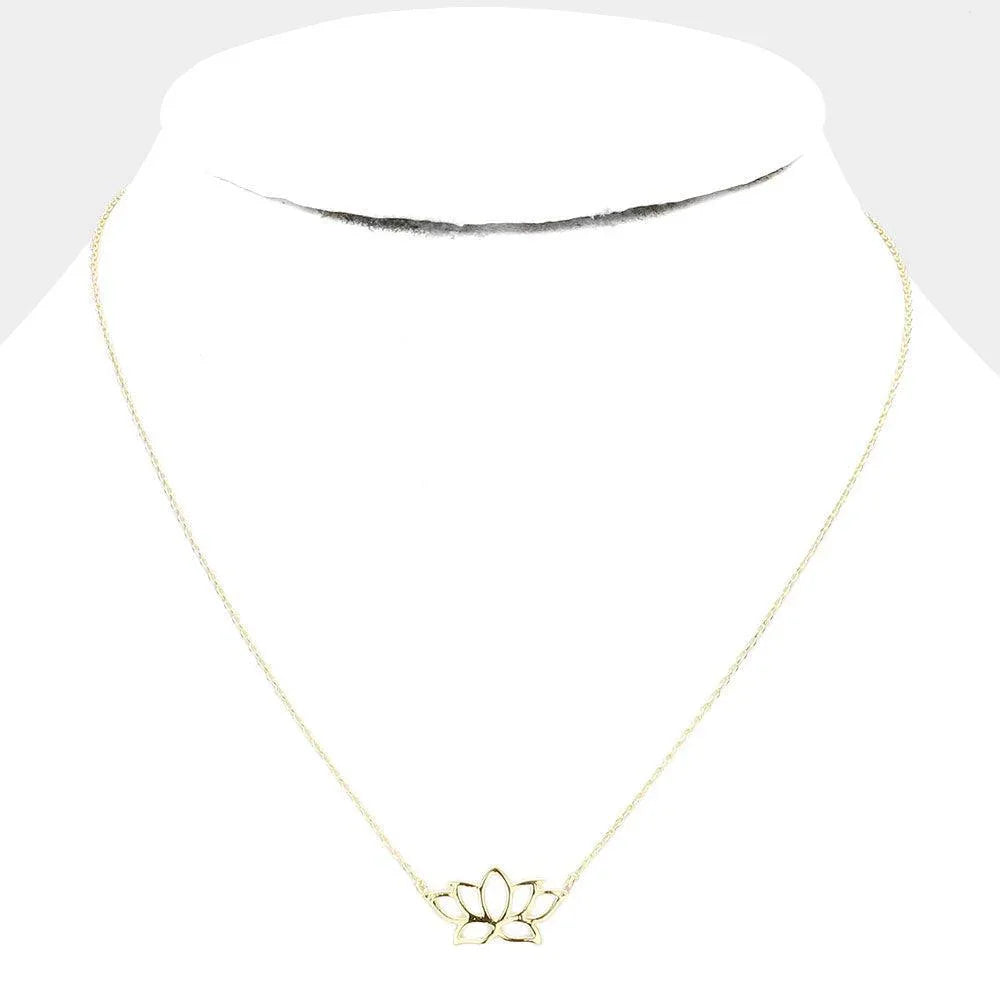Gold Gold Dipped Metal Lotus Pendant Necklace - Jewelry Store by Erik Rayo