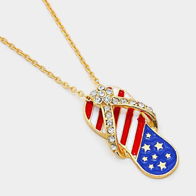 Gold USA Slipper Pendant Necklace - Jewelry Store by Erik Rayo